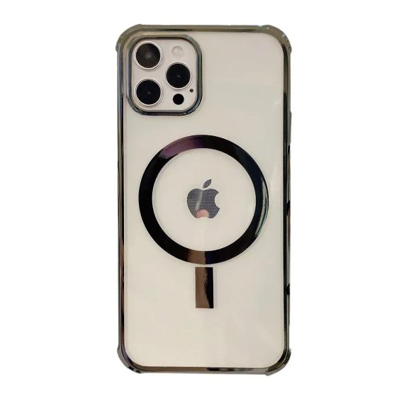 Etui do iPhone 12 Pro transparentne brązowo złota ramka z MagSafe