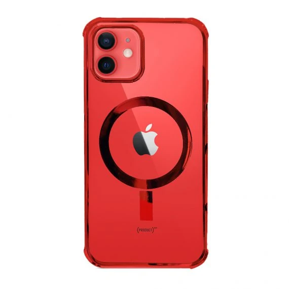 Etui do iPhone 12 transparentne MagSafe Protect z czerwoną ramką