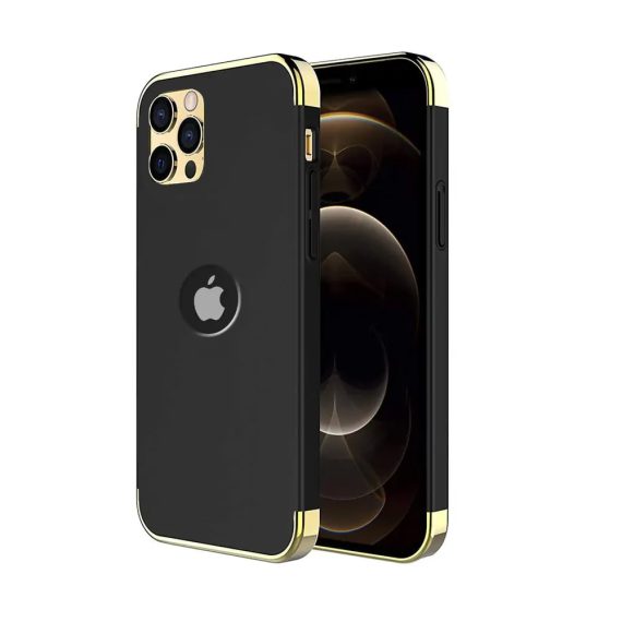 Etui do iPhone 13 Pro Max eleganckie cienkie z widocznym logo czarno-złote