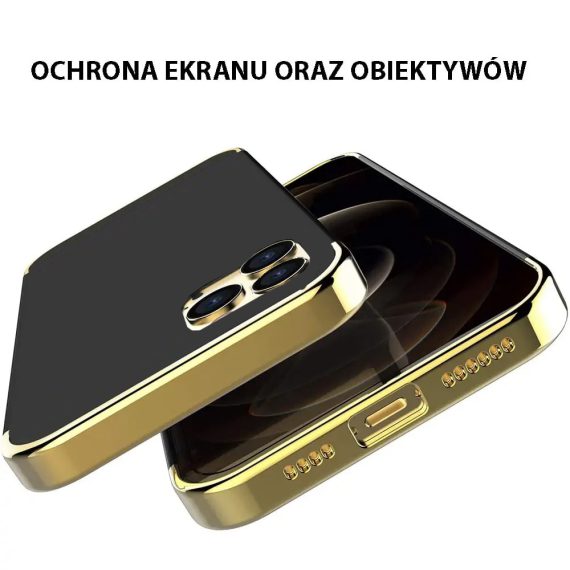 etui do iphone 13 pro max eleganckie cienkie z widocznym logo czarno złote 3