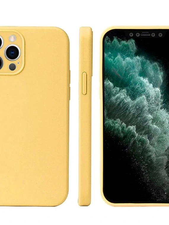 etui do iphone 13 pro max silikonowe z mikrofibrą premium soft touch szafranowy żółty 1