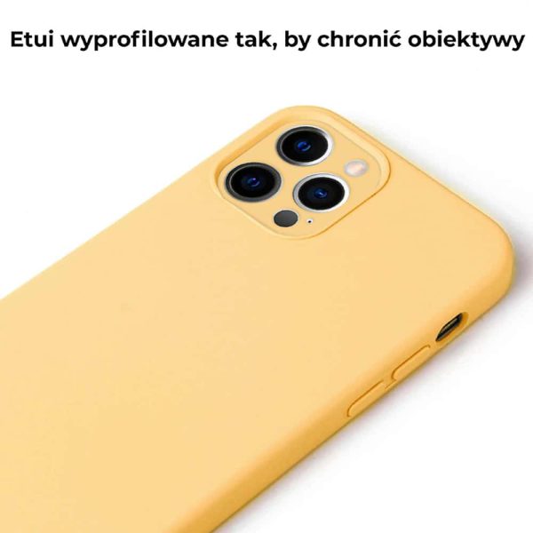 etui do iphone 13 pro max silikonowe z mikrofibrą premium soft touch szafranowy żółty 3