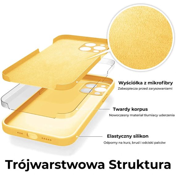 etui do iphone 13 pro max silikonowe z mikrofibrą premium soft touch szafranowy żółty 4