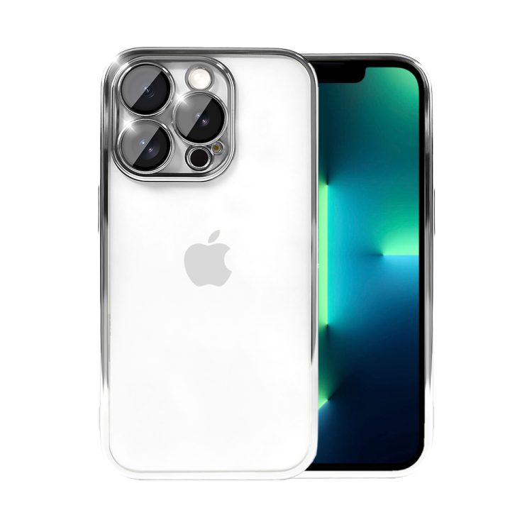etui do iphone 13 pro slim protect full cover z osłoną kamery i obiektywów 9h, srebrne