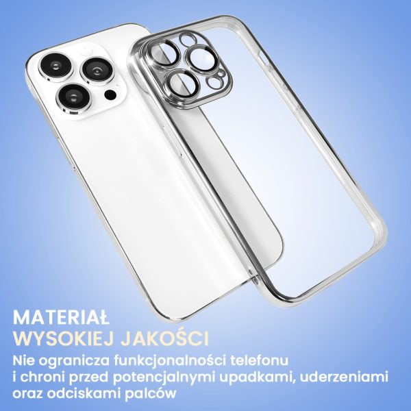 etui do iphone 13 pro slim protect full cover z osłoną kamery i obiektywów 9h, srebrne