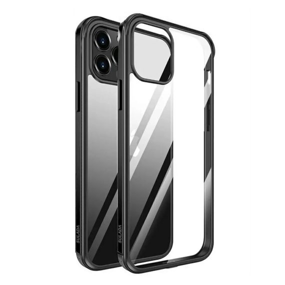 Etui do iPhone 14 Pro Max krystalicznie krystaliczny tył z metalową ramką, trwałe, eleganckie Sulada oryginal, czarne grafitowe