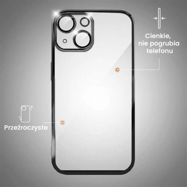 etui do iphone 13 slim protect full cover z osłoną kamery i obiektywów 9h, czarne grafitowe