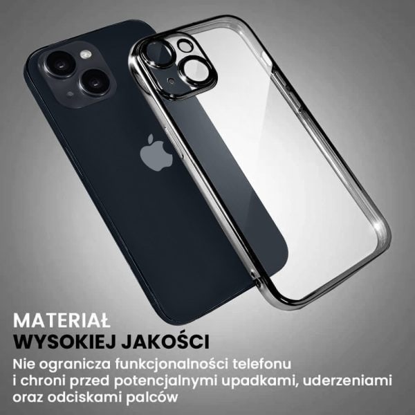 etui do iphone 13 slim protect full cover z osłoną kamery i obiektywów 9h, czarne grafitowe