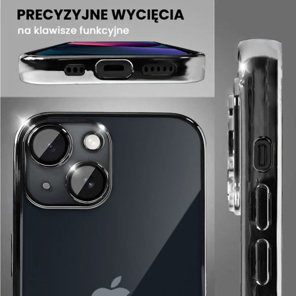 etui do iphone 13 slim protect full cover z osłoną kamery i obiektywów 9h, czarne grafitowe