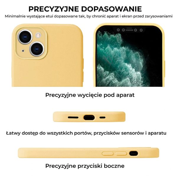etui do iphone 13 13 mini silikonowe z mikrofibrą premium soft touch szafranowy żółty 1