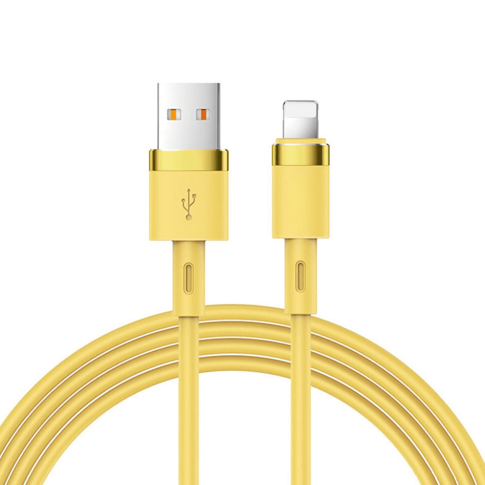 kabel usb lightning 2,4a 1,2m silikonowy żółty