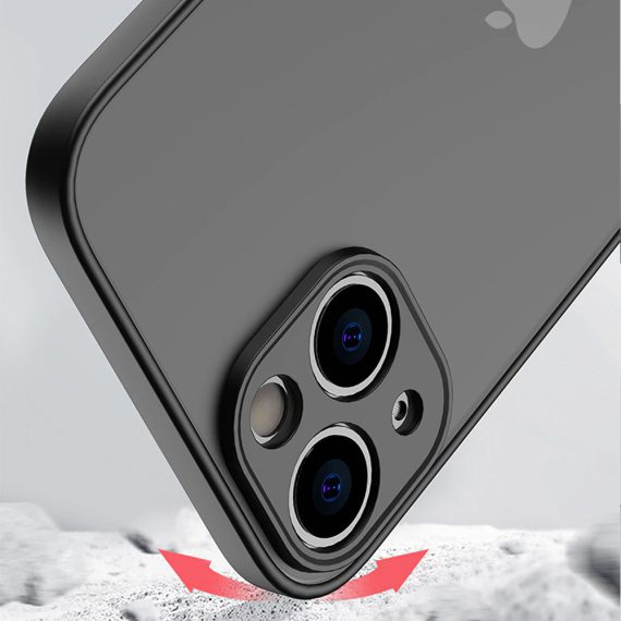 etui do iphone 13 półprzezroczyste matowe czarne z ochroną obiektywu