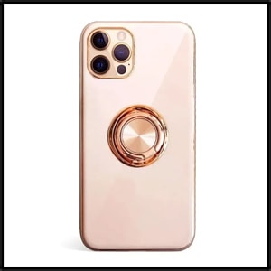 etui do iphone 13 pro fashion gold przezroczysty tył, osłona na aparat, pozłacane elementy, ramka pudrowy róż