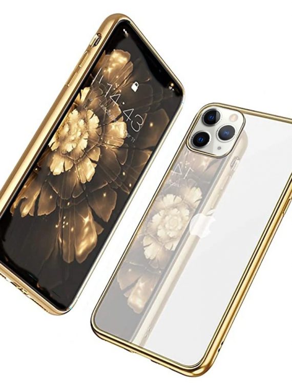 etui iphone 11 pro złota ramka luksusowe przezroczyste