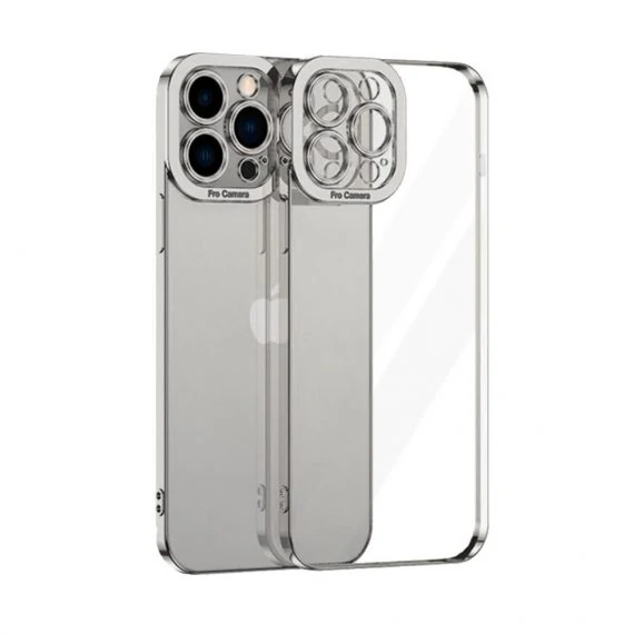 Etui do iPhone 13 Pro Max Camera High PRO srebrna ramka