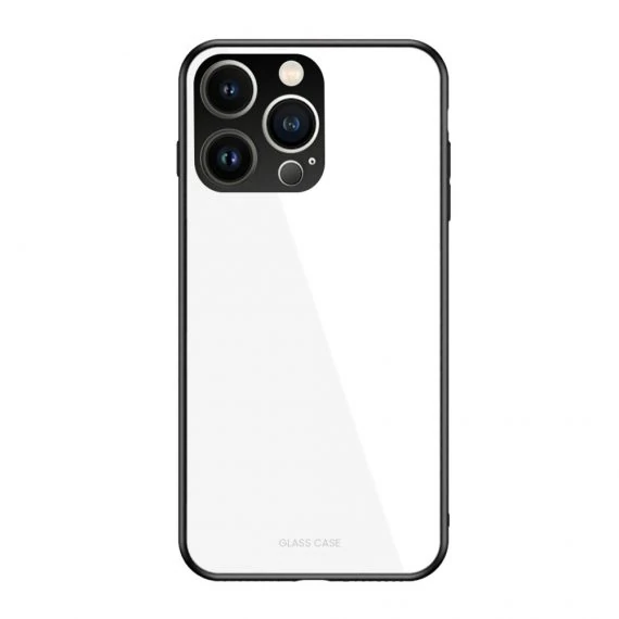 Etui do iPhone 13 Pro Glass case białe szklany tył 9H, ochrona aparatu