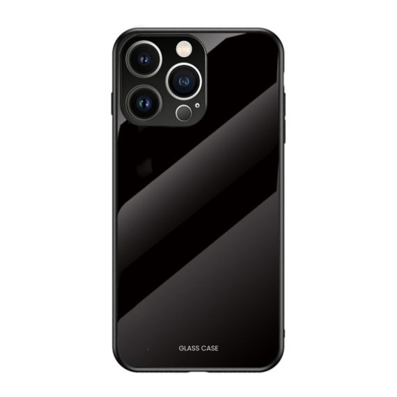 Etui do iPhone 13 Pro Glass case czarne krystaliczny tył 9H, ochrona aparatu
