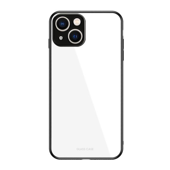 Etui do iPhone 13 Glass case białe szklany tył 9H, ochrona aparatu
