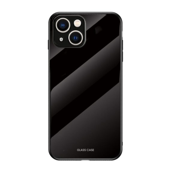 Etui do iPhone 13 Glass case czarne szklany tył 9H, ochrona aparatu