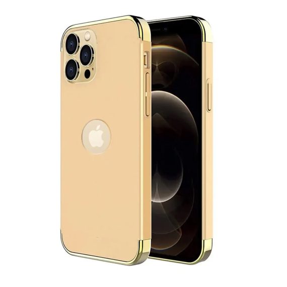 Etui do iPhone 13 Pro eleganckie cienkie ze zdobieniami i widocznym logo złote
