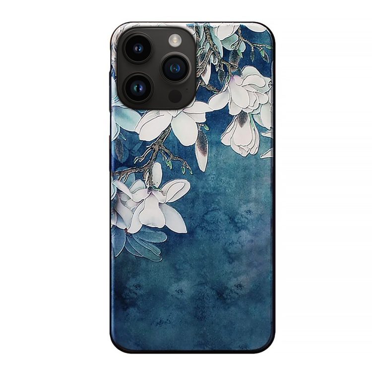 etui do iphone 13 pro creative flower 3d kwiaty białe lilie, granatowe