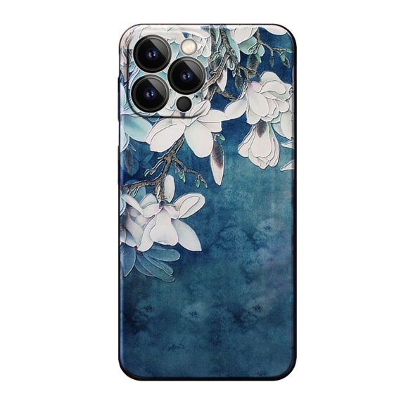Etui do iPhone 13 Pro Creative Flower 3D kwiaty białe lilie, granatowe