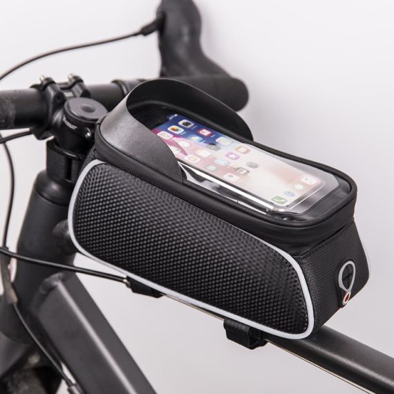Wodoodporna torba rowerowa do iPhone z osłoniętym uchwytem na telefon – czarna
