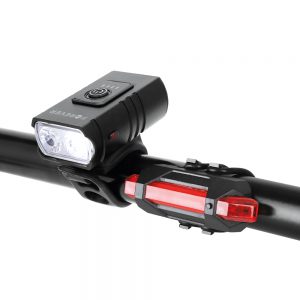 Zestaw lampek rowerowych, duża bateria + kabel do ładowania Micro USB 