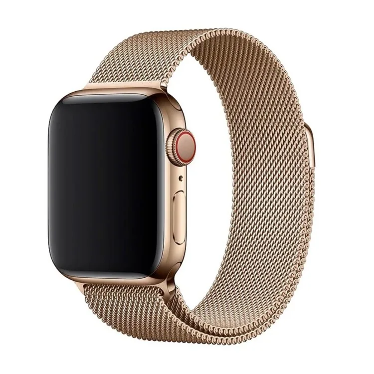 Złota bransoleta milanese elegancka do Apple Watch Ultra 1-2 Series 4-10 SE 44454649mm - czerwone złoto (4)