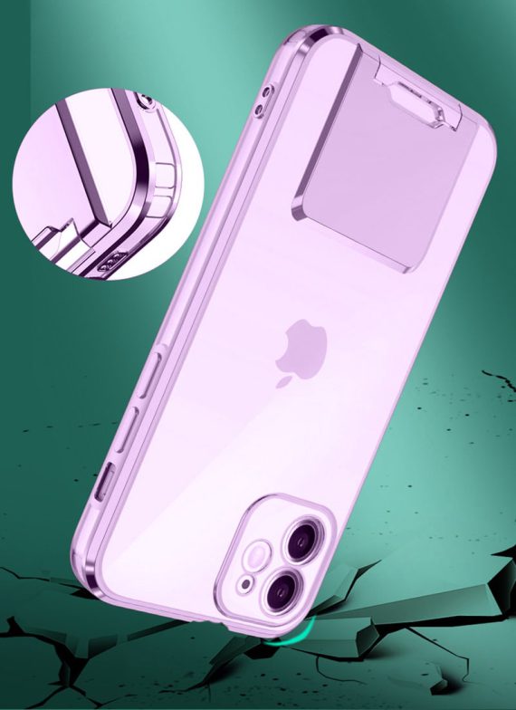 Etui do iPhone 12 Fashion Stand fioletowe z podstawką, ochrona obiektywu