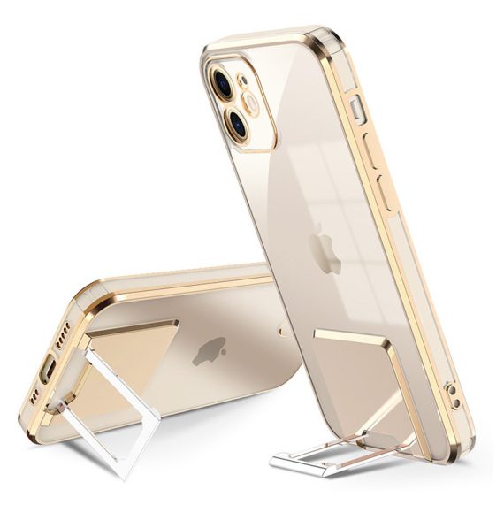 Etui do iPhone 11 Fashion Stand złote z podstawką, ochrona obiektywu
