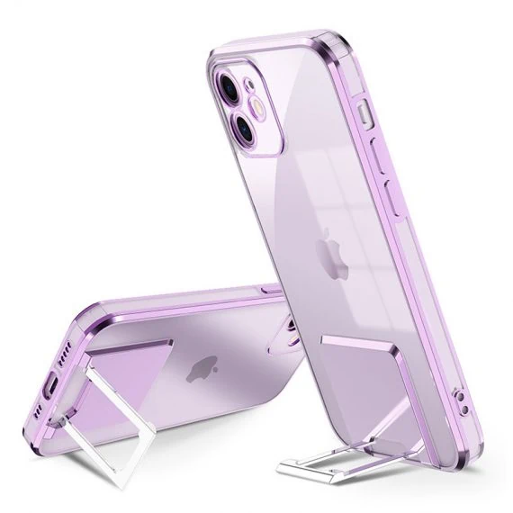 Etui do iPhone 12 Fashion Stand fioletowe z podstawką, ochrona obiektywu