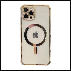 zobacz więcej etui do iphone 13 pro magsafe protect transparentne ze złotą ramką, ochrona kamery