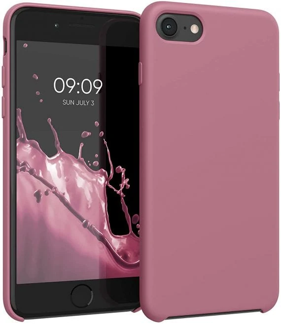 Etui do iPhone SE2022/SE2020/8/7 silikonowe z mikrofibrą premium soft touch purpurowe