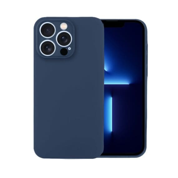 Etui do iPhone 13 Pro Max silikonowe z mikrofibrą soft touch z osłoną na aparat, granatowe (2)