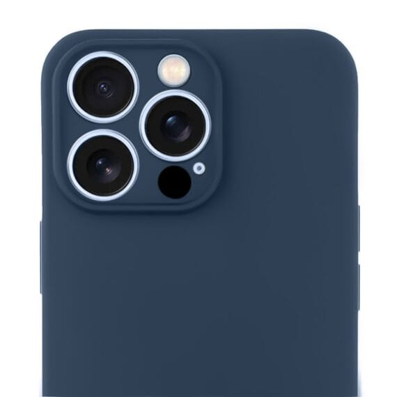 Etui do iPhone 13 Pro Max silikonowe z mikrofibrą soft touch z osłoną na aparat, granatowe (3)