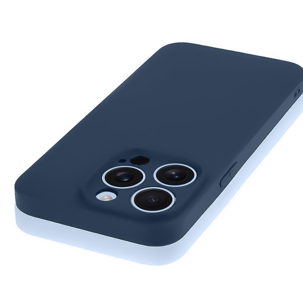 Etui do iPhone 13 Pro Max silikonowe z mikrofibrą soft touch z osłoną na aparat, granatowe (4)