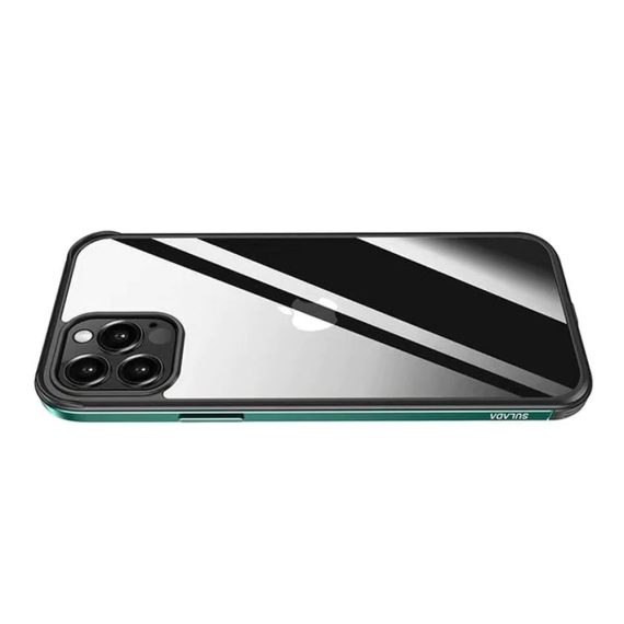 Etui do iPhone 13 Pro z metalową ramka, tył z nanokompozytu – SULADA zielone (4)