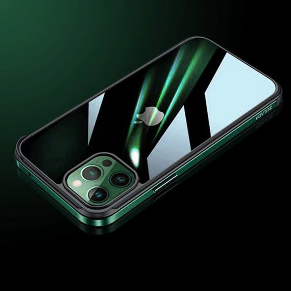 Etui do iPhone 13 Pro z metalową ramka, tył z nanokompozytu – SULADA zielone (5)