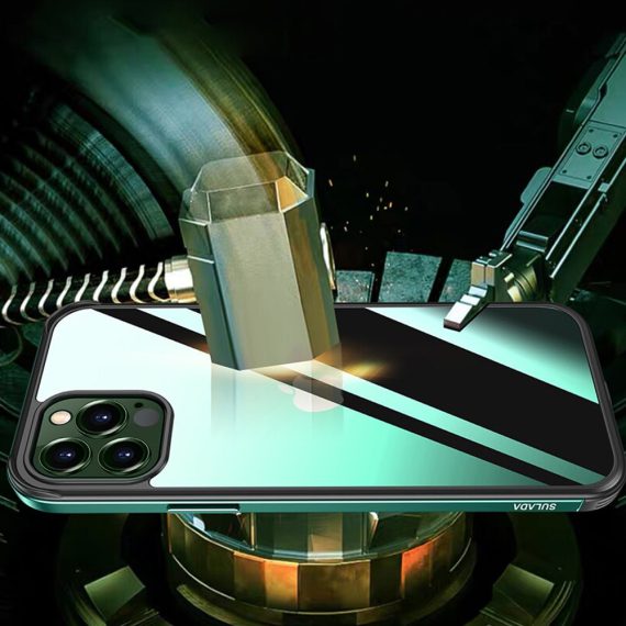 Etui do iPhone 13 Pro z metalową ramka, tył z nanokompozytu – SULADA zielone (6)