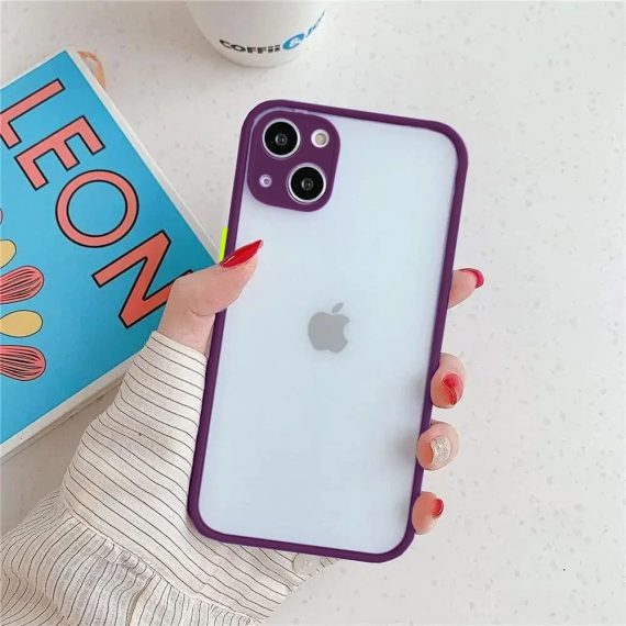 etui do iphone 13 liliowe burgundowypółprzezroczyste matowe z ochroną aparatu 2