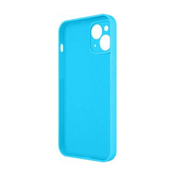 Etui do iPhone 13 mini silikonowe z mikrofibrą premium soft touch niebieskie z ochroną na aparat