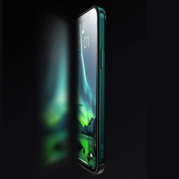Etui do iPhone 13 z metalową ramka, tył z nanokompozytu – SULADA zielone 3