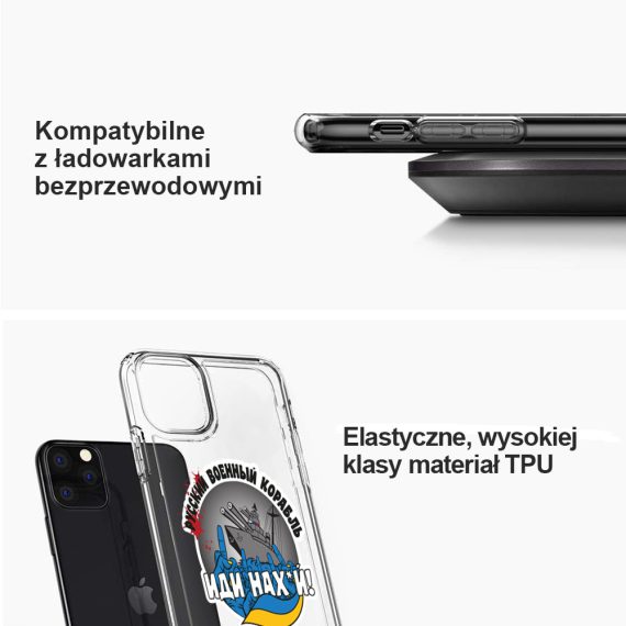 Etui do iPhone 11 przeźroczyste Russkij wojennyj korabl, idi nach*j