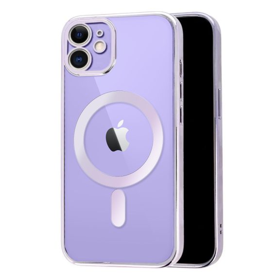 Etui do iPhone 12 fioletowe premium MagSafe z osłoną kamery