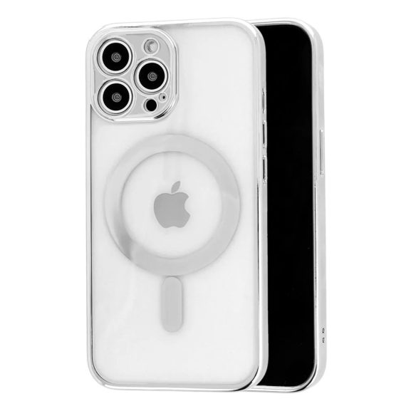 Etui do iPhone 14 Pro premium silver MagSafe z osłoną kamery, srebrne