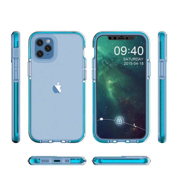 etui do iphone 13 pro spring żelowe czerwone z jasnoniebieską ramką