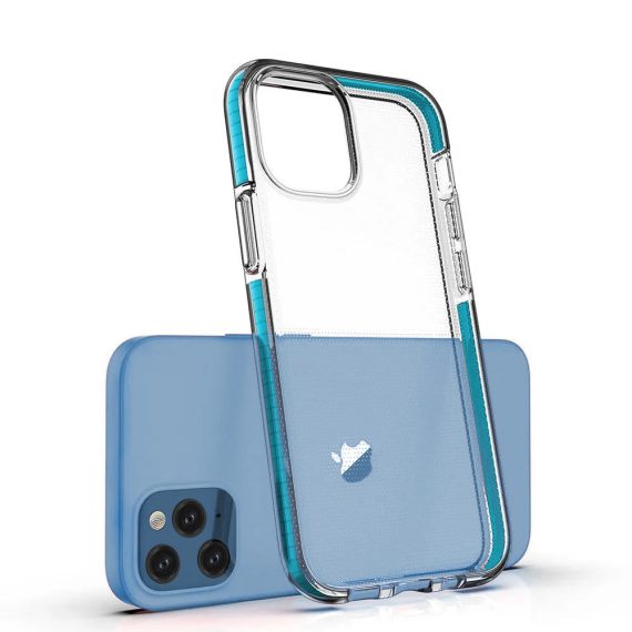 etui do iphone 13 pro spring żelowe czerwone z jasnoniebieską ramką