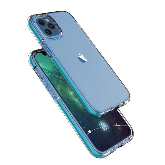etui do iphone 13 pro spring żelowe czerwone z jasnoniebieską ramką