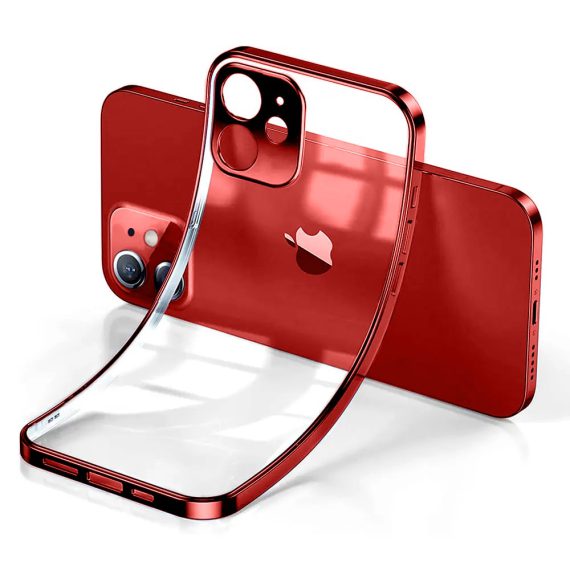 Etui JETech ochronne do iPhone 12 Mini przezroczysty tył HD czerwony kolor ramki
